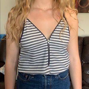 Striped nay and white tank top